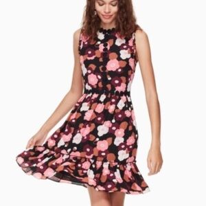 Kate Spade New York Floral Sleeveless Ruffle Hem Dress